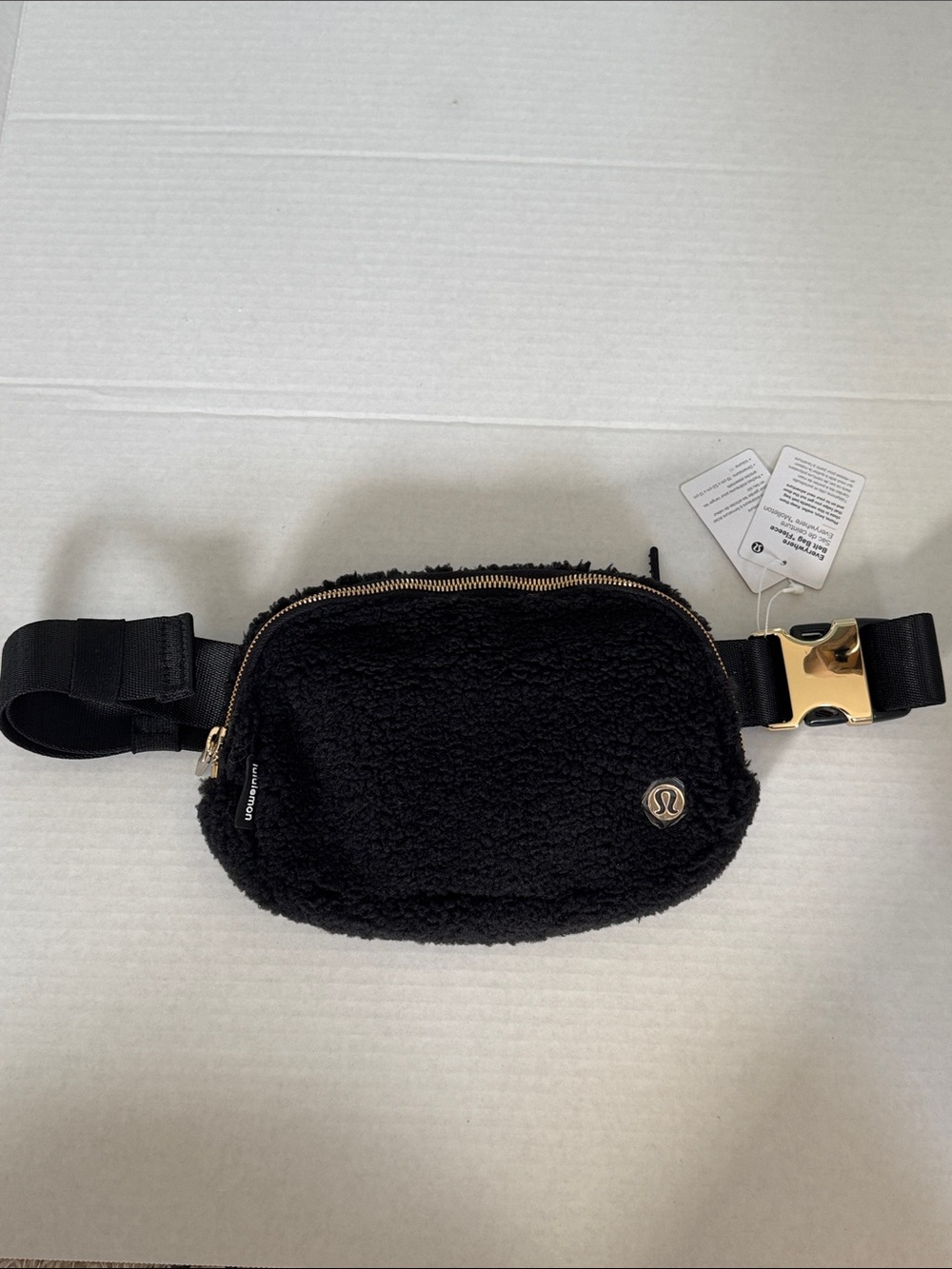 NWT Lululemon athletica Black Fleece Belt Bag with Gold Hardware